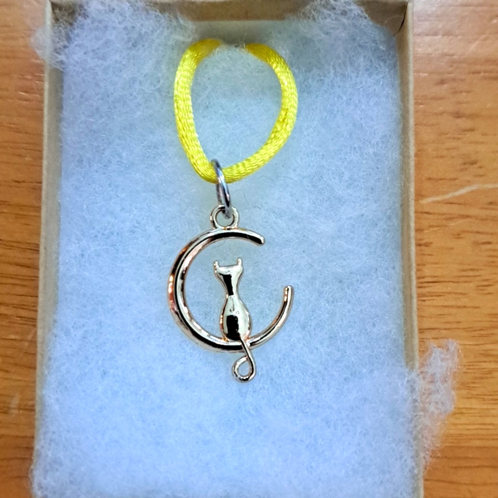 Gold Cat In Moon Necklace